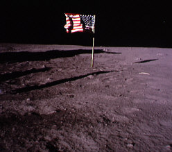 us flag on moon